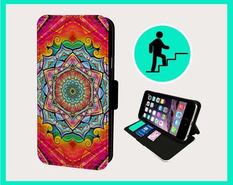 MANDALA TRIPPY DMT - Flip phone case iPhone/Samsung Vegan Faux Leather