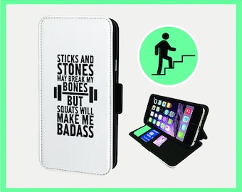 BADASS SQUATS GYM - Flip phone case iPhone/Samsung Vegan Faux Leather