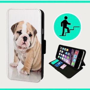 CHUBBY BULLDOG PUPPY - Flip phone case iPhone/Samsung Vegan Faux Leather