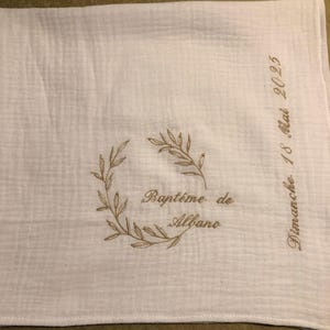 Swaddle/christening swaddle/white linen/embroidery, plumeti swaddle