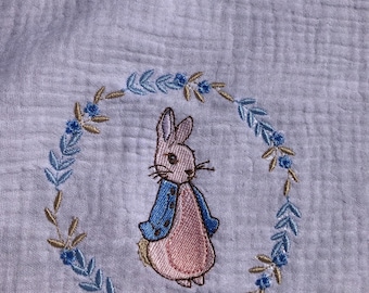 Manta de algodón de gasa doble bordada