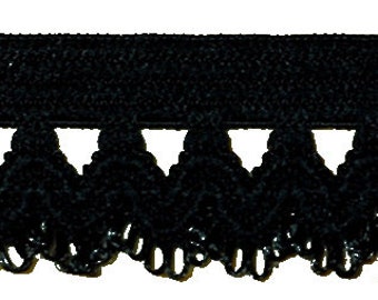 Élastique à linge noir 15 mm décoratif en caoutchouc bande élastique sous-vêtements en caoutchouc décoratif en caoutchouc couture décorer
