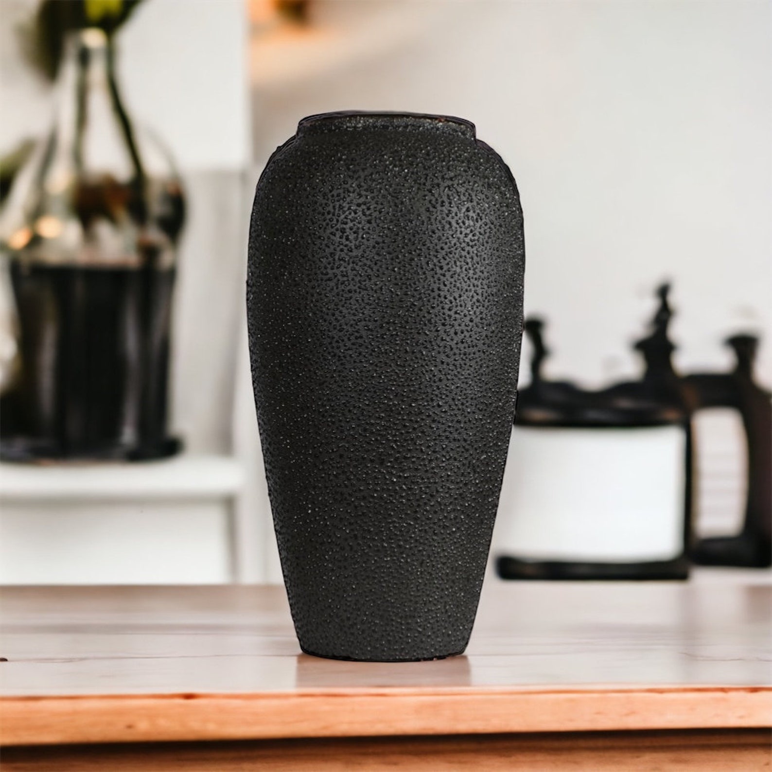 Black Tall Vase, Decorative Vase, Ari Tall Etsy