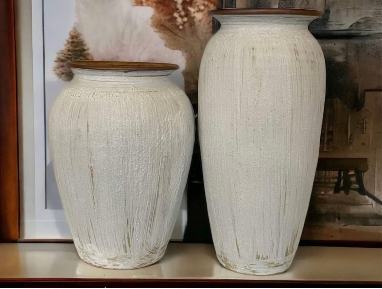 Texture White Tall Vase Decorative Vase Tall Vase Set of 2 Etsy