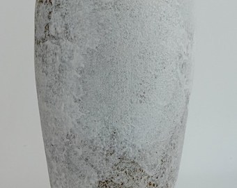 Grand vase, vase blanc, vase gris, vase fait main, vase en céramique, glaçure hivernale