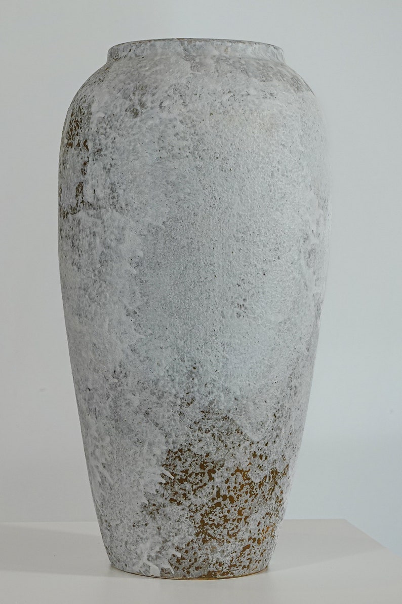 Tall vase, white vase, gray vase, handmade vase, ceramic vase, Winter Glaze image 1