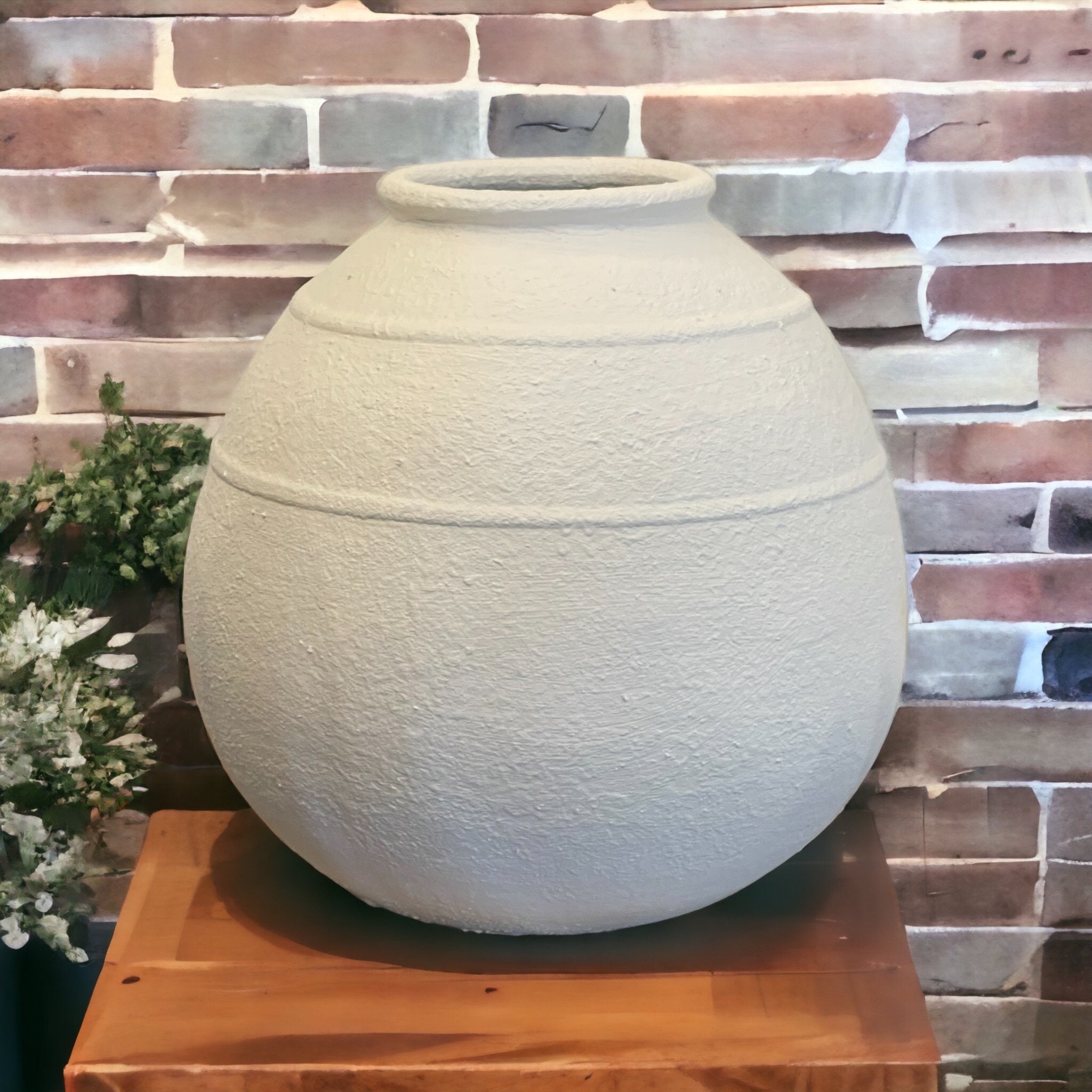 White Texture Distress Oval Vase Handmade Made Ceramic Etsy