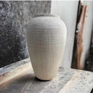 White, tall medium vase, handmade vase, ceramic vase, White