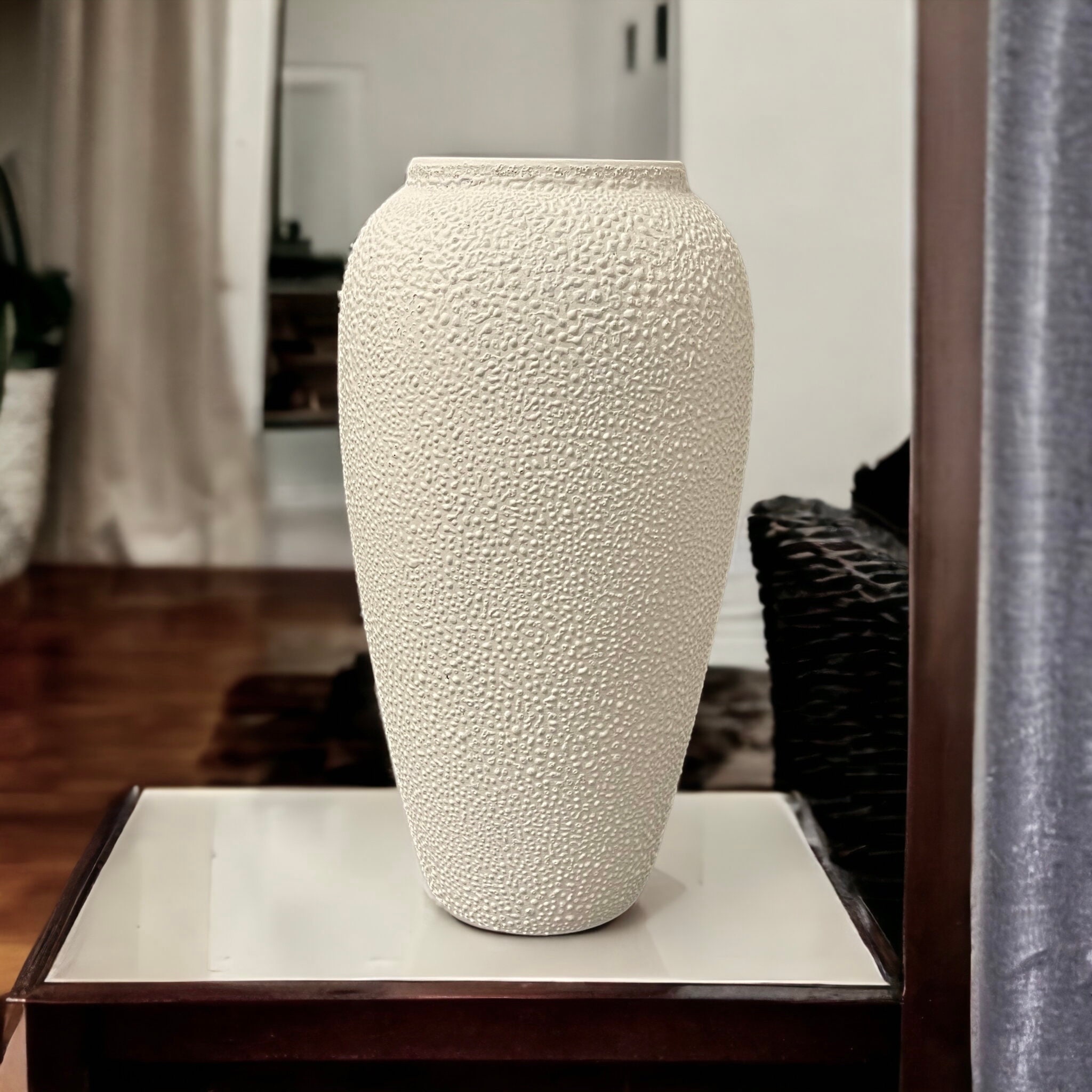 Linen White Tall Vase, Decorative Vase, Tall Vase Etsy