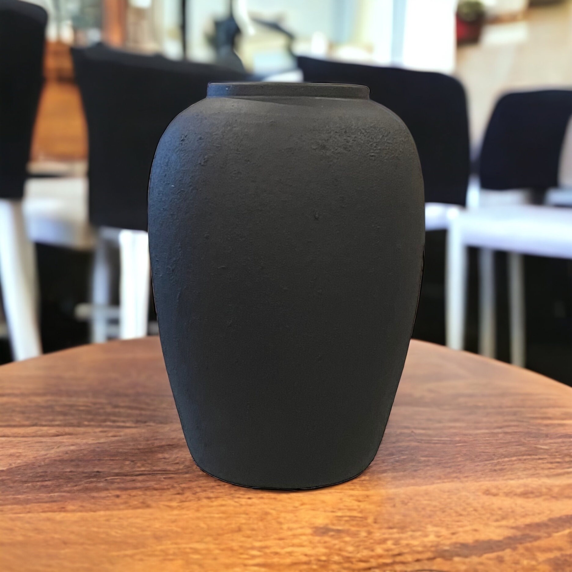 Black Texture Distress Vase Matte Vase, Black Vase, Handmade, Ceramic