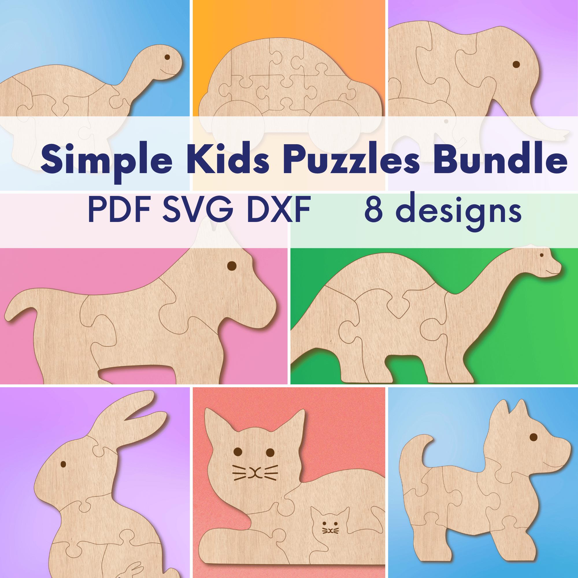 Puzzle for Kids Toy Files Bundle, Laser File Educational Svg, Laser Cut ...