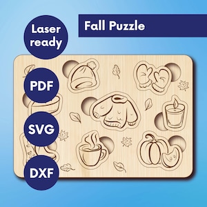 Montessori Puzzle Autumn, Laser Cut Puzzle SVG, Laser Cut Toy File, Kids Puzzle Cut File, Laser Cut File Kids Game, Educational Laser Puzzle