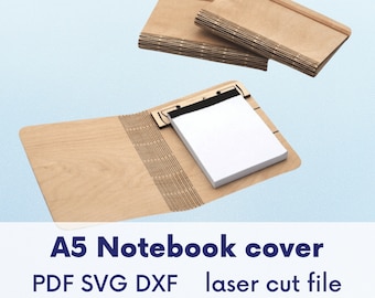 Plantilla láser para portada de cuaderno cortada a láser, SVG para cuaderno láser, SVG para portada de cuaderno de madera, archivo para cuaderno láser, SVG con bisagra activa