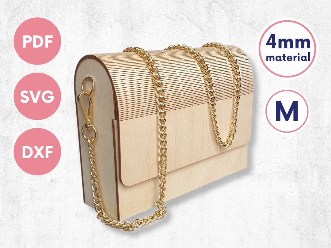 Laser Cut Hand Bag for Straps, Laser Cut Handbag Dxf, Wooden Purse
