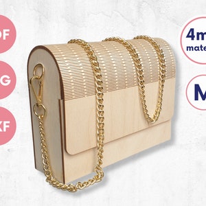 bolso de mano cortado con láser para correas, bolso cortado con láser dxf, bolso de madera cortado con láser, archivo de bolso láser, bolso de madera dxf archivos cortados con láser bolso