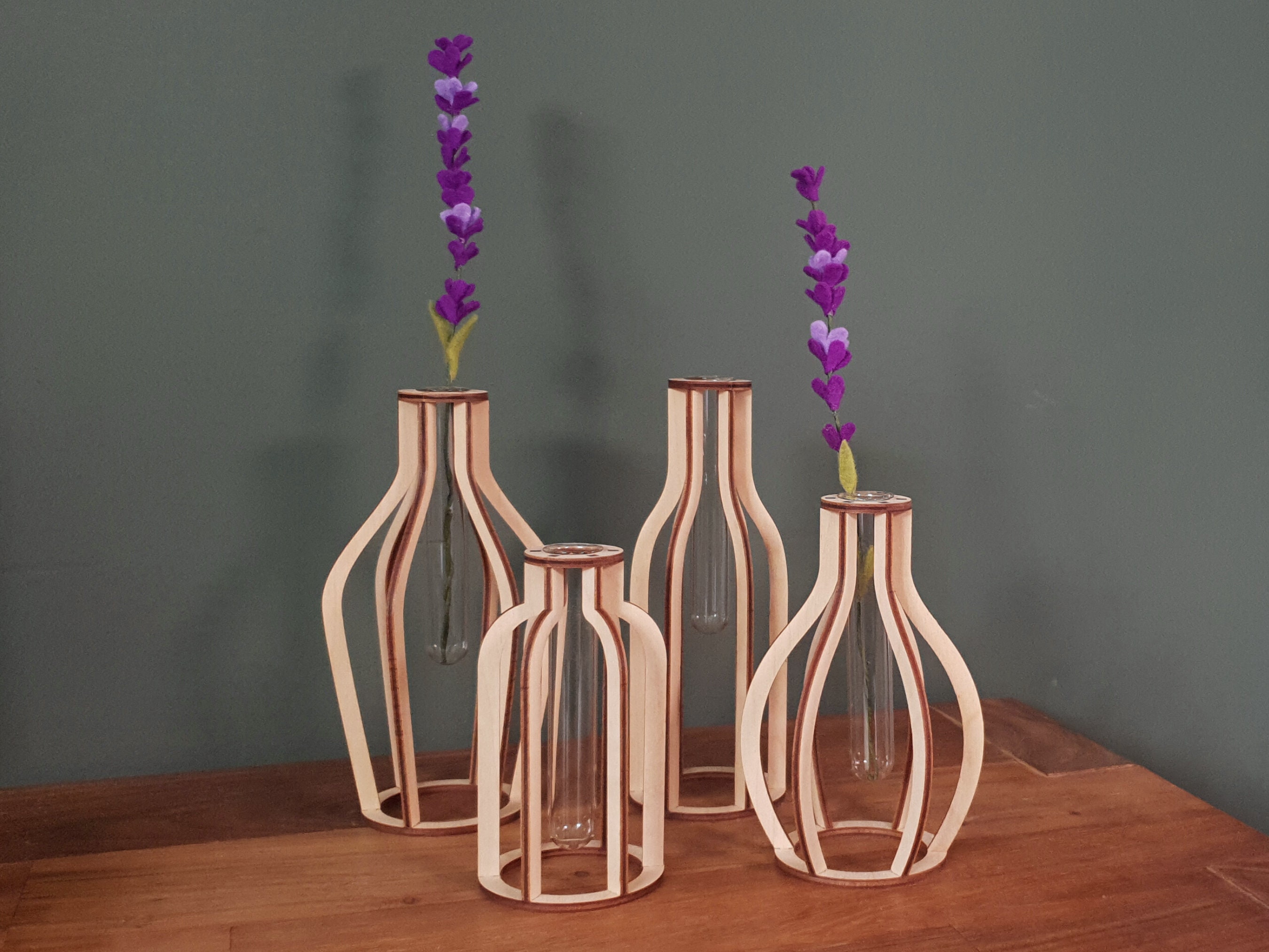 Set of 4 Wood Vases, Test Tube Vase Svg, Test Tube Propagation Station