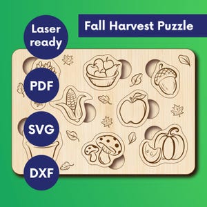 Montessori Puzzle Autumn, Laser Cut Toy File, Kids Puzzle Vegetable, Laser Cut File Kid Game, Educational Laser Puzzle, Laser Cut Puzzle SVG