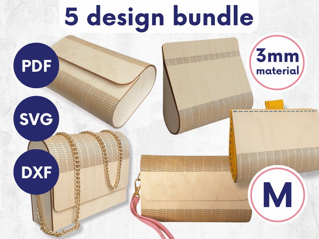 Laser Cut Hand Bag for Straps, Laser Cut Handbag Dxf, Wooden Purse