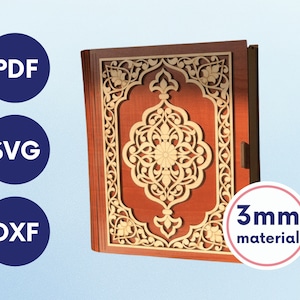 Laser cut Book box svg, Book box file, Laser cut box with lid, laser cut wooden box file, laser cut BOOK file, wooden gift box svg files
