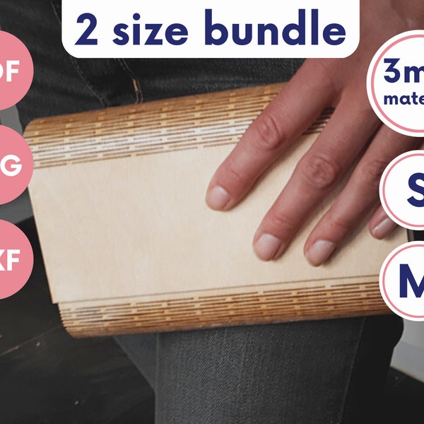 Wooden lasercut clutch, beautiful and unique wood hand bag, live hinges magnet closure, laser cutter instant download svg, dxf, pdf