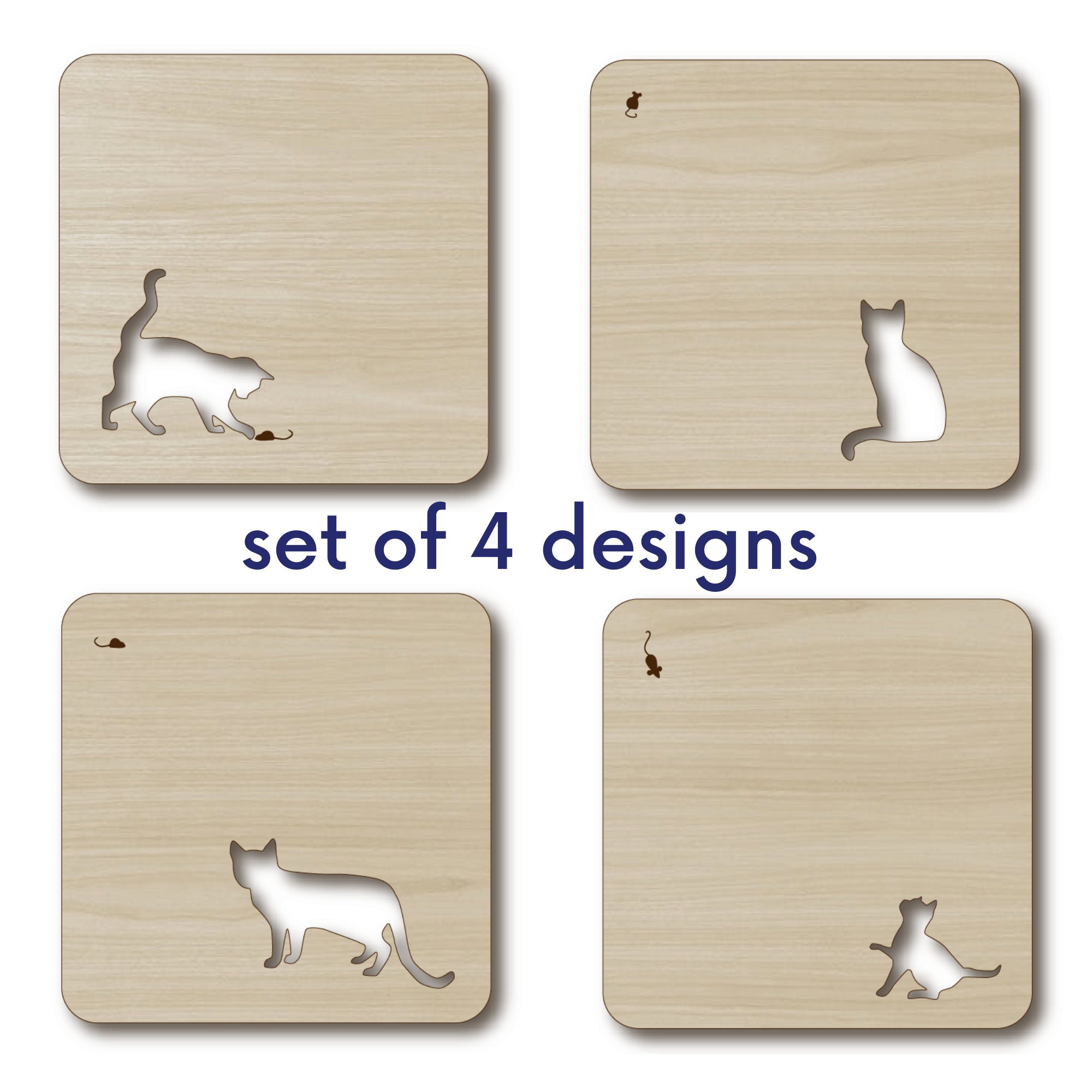 Cat Coaster Svg File, Drink Coaster Svg, Laser Cut Coaster Files ...