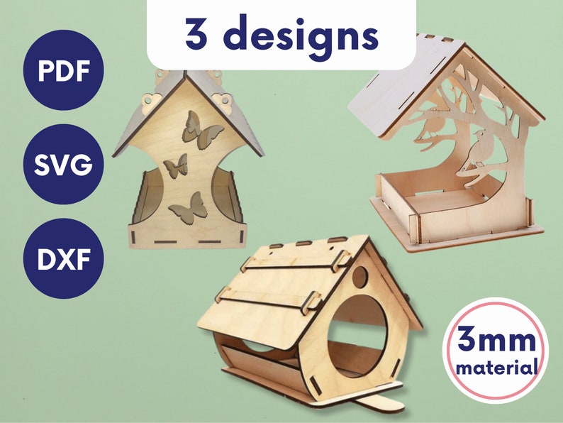 bird feeder svg, laser cut bird feeder file, laser cut bird house laser cut file, bird feeder laser file, template for glowforge download image 1