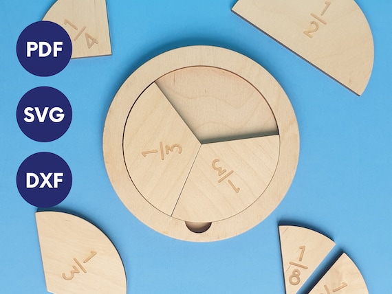 Fraction circle svg, fractions svg, Laser cut toy files, Laser file educational svg,  Montessori toys laser cut, Math laser cut file