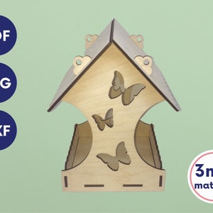 Mangeoire pour oiseaux svg, fichier de mangeoire pour oiseaux découpé au laser, fichier découpé au laser pour maison d'oiseau, fichier laser pour mangeoire pour oiseaux, modèle à télécharger