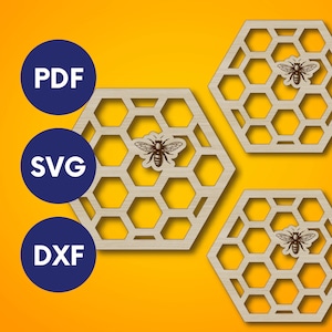 Honeycomb coaster bee coaster svg file, laser cut coaster files, coaster laser cut files, coaster design svg, Glowforge Instant download