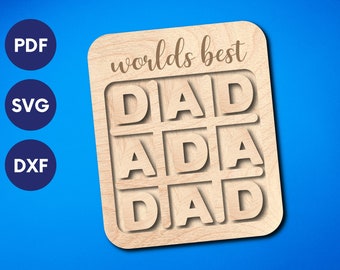 Fathers day tic tac toe laser file, Fathers day gifts svg for laser, Fathers day gifts svg glowforge, Fathers day Tick tack toe svg files