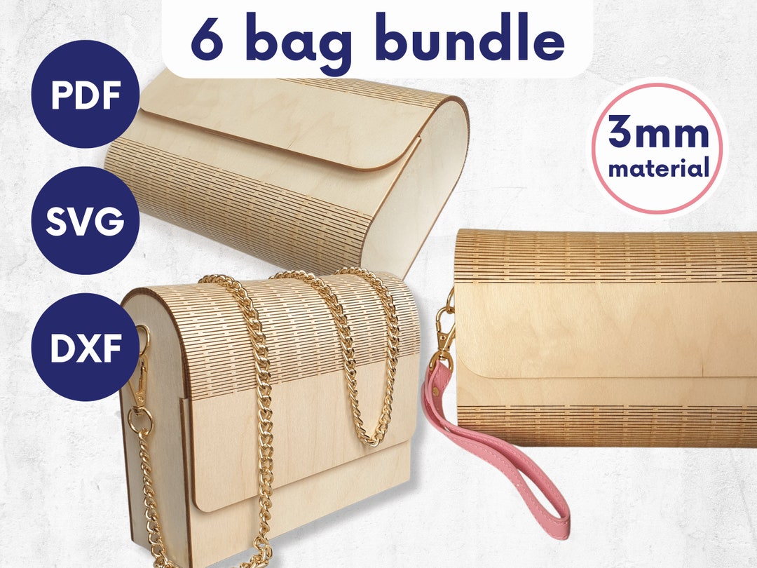 Laser Cut Hand Bag for Straps, Laser Cut Handbag Dxf, Wooden Purse