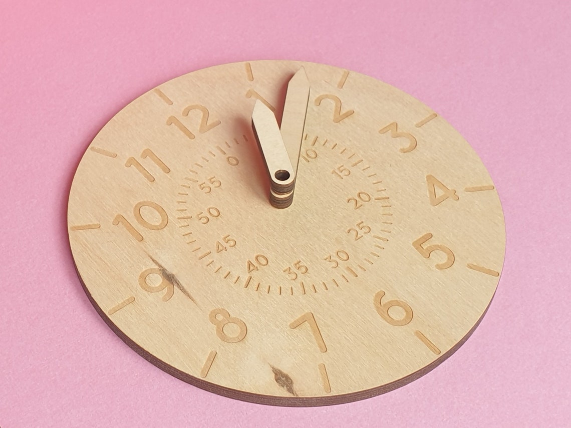 Wooden Learning Clock for Kids Laser Cut Toy Files Laser Etsy