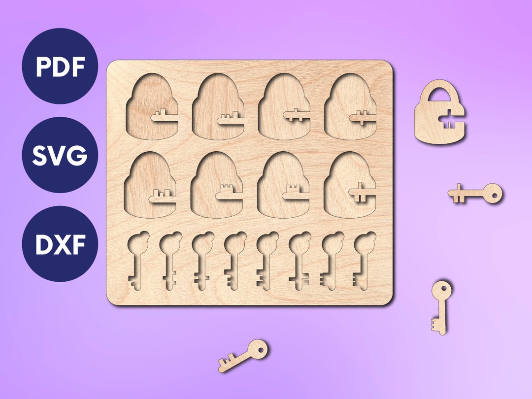 Key and Lock Puzzle for Kids, Laser Cut Toy Files, Laser File
