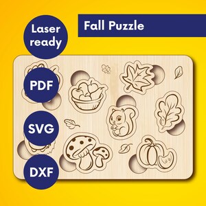 Montessori Puzzle Autumn, Educational Laser Puzzle, Laser Cut Puzzle SVG, Laser Cut Toy File, Kids Puzzle Cut File, Laser Cut File Kids Game