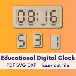 Reloj de madera para niños, archivos de juguetes cortados con láser, archivos svg educativos cortados con láser, archivos de reloj montessori cortados con láser, juguetes Montessori cortados con láser