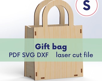Lasergesneden cadeau tas sjabloon SVG, Lasergesneden tas DXF, houten portemonnee Lasergesneden tas, Laser portemonnee bestand, houten handtas DXF Lasergesneden bestanden portemonnee