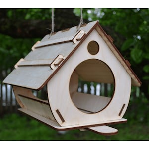 bird feeder svg, laser cut bird feeder file, laser cut bird house laser cut file, bird feeder laser file, template for glowforge download image 5