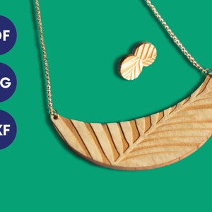 Palm Leaves wood laser jewelry, laser necklace file, laser cut necklace svg, glowforge necklace, glowforge earring svg, laser jewelry svg