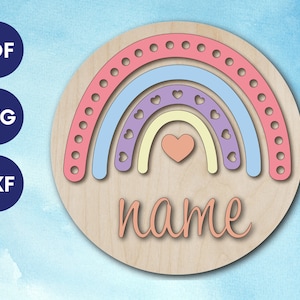 Rainbow name sign for door kids,  Laser cut file name sign svg, name sign files, digital door signs, laser files name svg, instant download