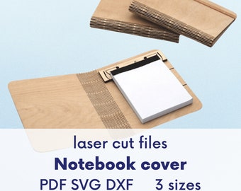 Plantilla para tapa de cuaderno cortada con láser, plantilla para tapa de cuaderno cortada con láser, plantilla para tapa de cuaderno de madera cortada con láser, archivo para tapa de cuaderno cortado con láser, svg con bisagra activa