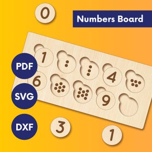 レーザーカット数字パズルSVG、レーザーカットパズルファイル、木製算数ボードレーザーカットおもちゃファイル、レーザーカットモンテッソーリおもちゃレーザーファイル教育用SVG