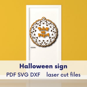Halloween Door Sign svg, Halloween Laser Cut File Halloween Home Decor Halloween Door Hanger svg, Halloween Sign Glowforge Halloween svg dxf