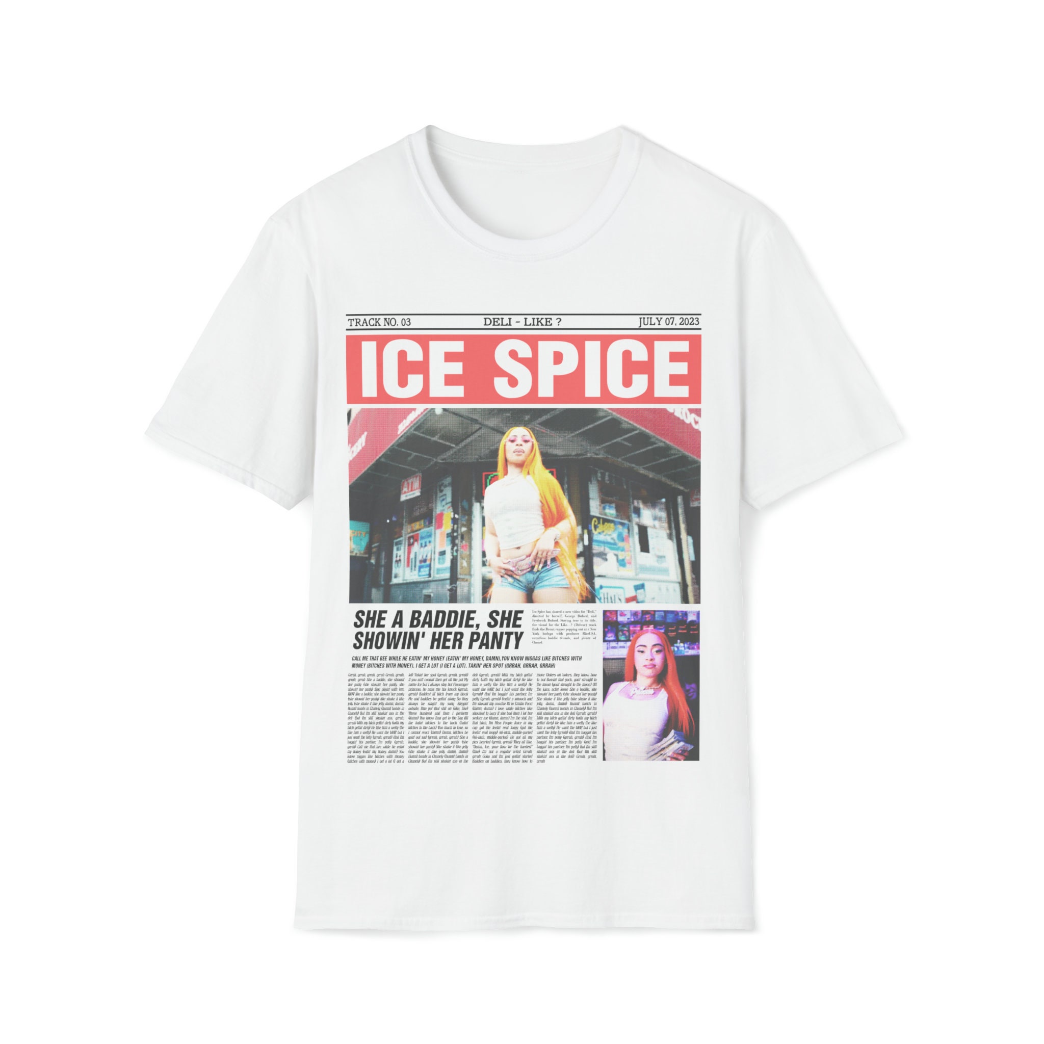 Discover ICE SPICE Unisex Softstyle T-Shirt, Ice Spice DELI Rap Tee Concert T-Shirt