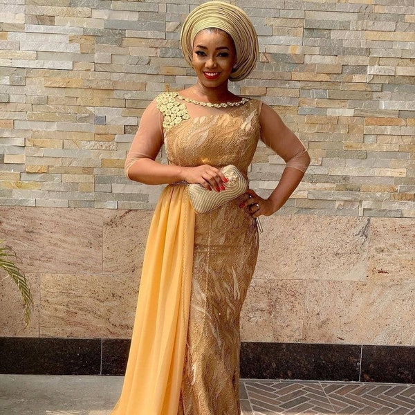 Wedding Guest, Lace style,Owanbe ,Aso ebi dress, Women Dress, African Lace Gown, Dress for Women, Evening Dress, Nigerian Trendy gown