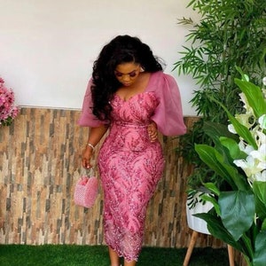 Wedding Guest, Lace style,Owanbe ,Aso ebi dress, Women Dress, African Lace Gown, Dress for Women, Evening Dress, Nigerian Trendy gown,