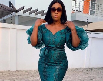 Wedding Guest Lace Style owanbe aso Ebi Dress Women Dress