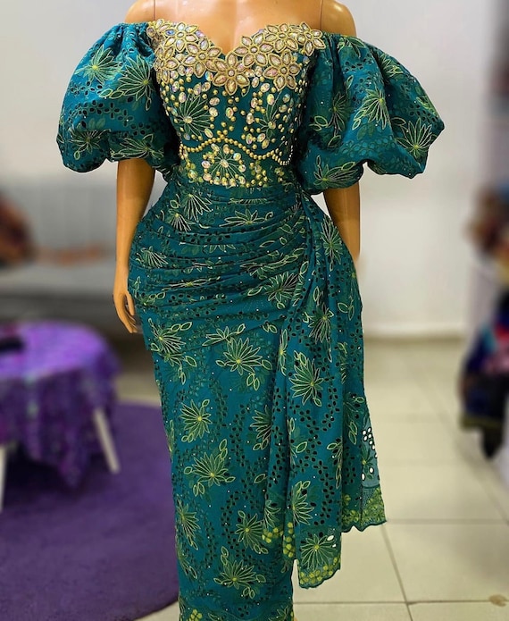 Blue Mermaid Style Nigerian Traditional Dress - Sunika Magazine