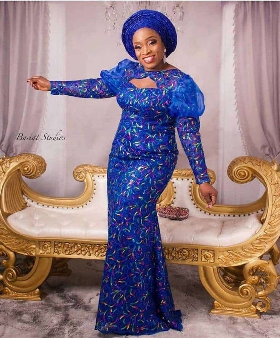 Wedding Guest, Lace Style,owanbe ,aso Ebi Dress, Women Dress, African Lace  Gown, Dress for Women, Evening Dress, Nigerian Trendy Gown, 