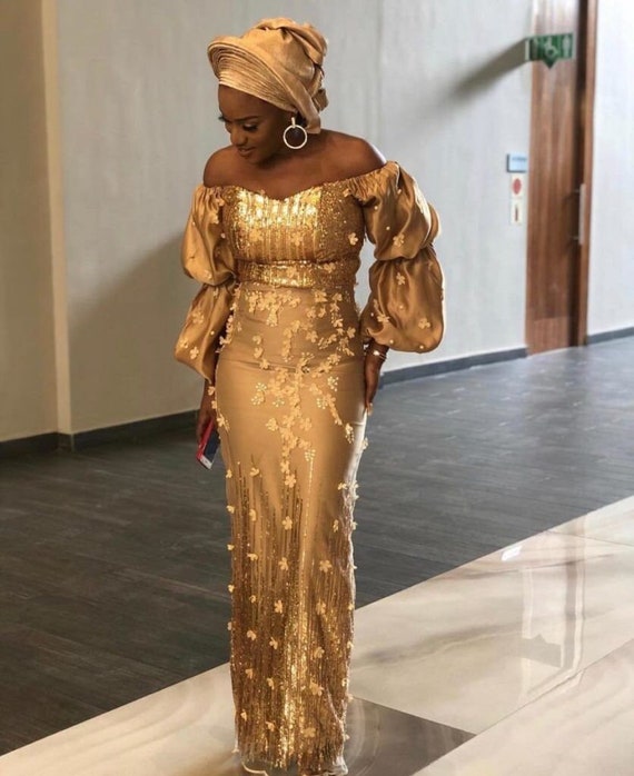 These 25 Gold Lace AsoEbi Dresses Are Nothing But Stunning and Gorgeous   Lace styles for wedding, African fashion designers, Asoebi lace styles