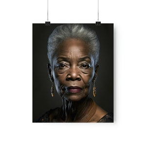 Beautiful Black Woman Painting Portrait Premium Matte Vertical Poster Version Two | Wall Art | Diversity Art | Wall Decor | Home Decor